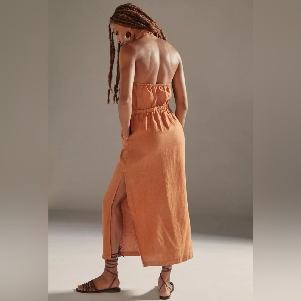 Anthropologie Cloth & Stone Linen Cross-Halter Maxi Dress, Size XS - Picture 4 of 16